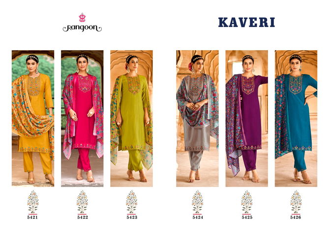 Kaveri By Rangoon Viscose Embroidery Readymade Suits Wholesale Shop In Surat